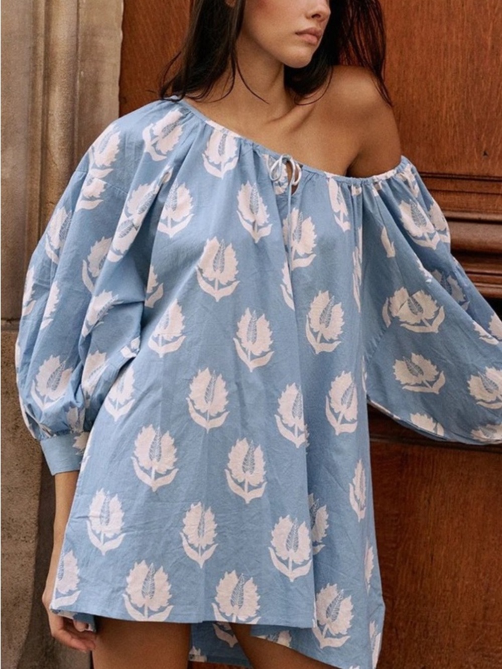 Daughters of India Blue Floral Mini Dress